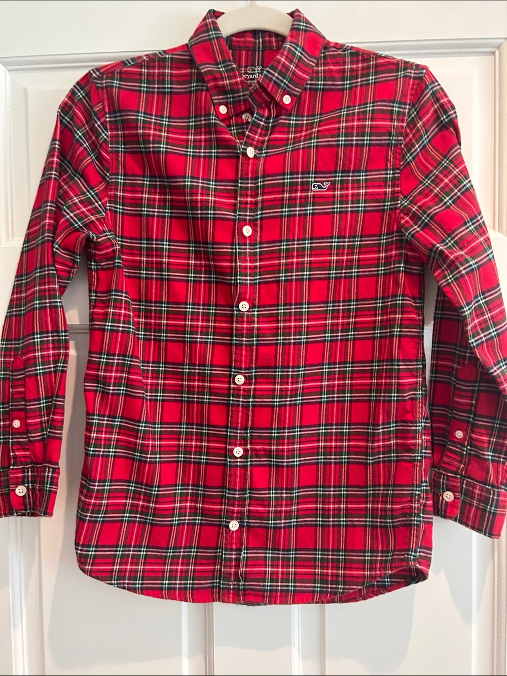 Boys Vineyard Vines Red and Green Plaid Button-Down Shirt